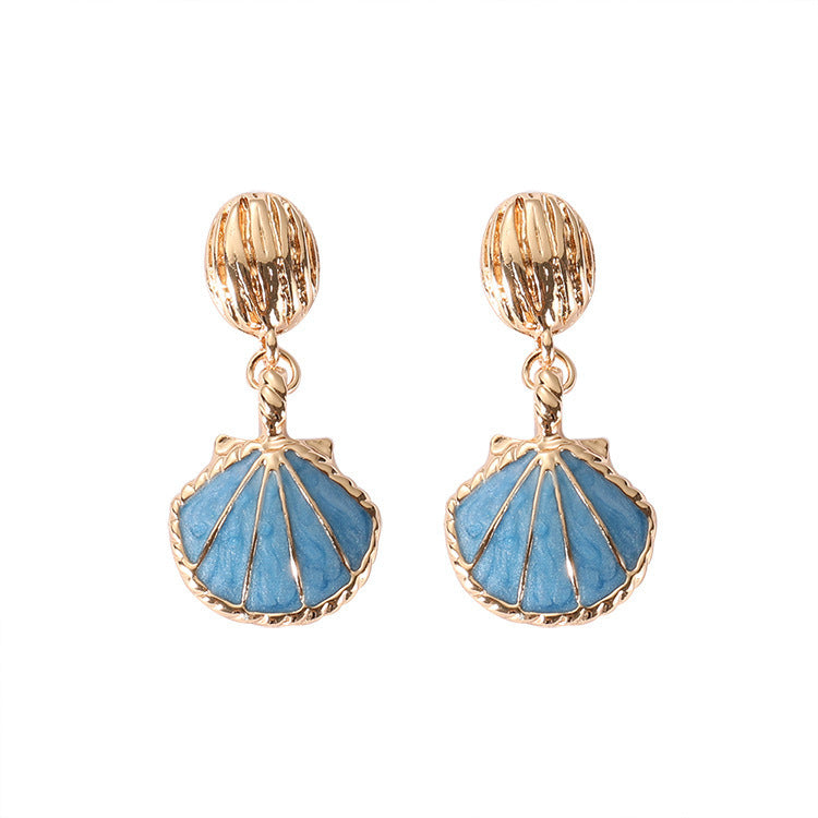 Wholesale Electroplating Retro Ocean Style Shell Earrings